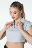 Kadın Yaka Detaylı Crop Antrasit thumbnail 11