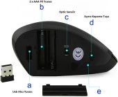Alfalink Kablosuz Ergonomik Dikey Mouse 1600 DPI thumbnail 4