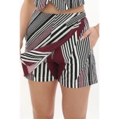 %100 Cotton Desenli Cepli Şort Etek thumbnail 1