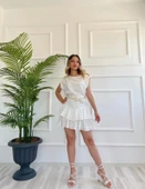 Kadın Fırfırlı Etek Ekru thumbnail 6