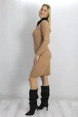 Gömlek Yaka Örme Triko Elbise Sütlükahve - 07190 thumbnail 2