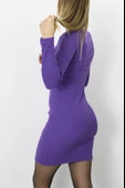 V Yaka Klipsli Elbise Mor - 1210.65 thumbnail 2