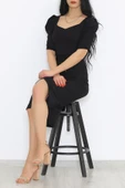 Kare Yaka Elbise Siyah - 5241.1234. thumbnail 5