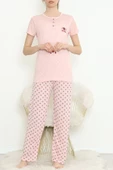 Düğmeli Pijama Takımı Pembe - 704.1287. thumbnail 4