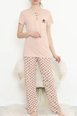 Düğmeli Pijama Takımı Bej - 704.1287. thumbnail 5