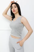 Askılı U Yaka Crop Bady Gri - P-020500 thumbnail 1