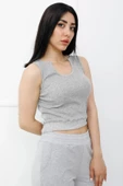 Askılı U Yaka Crop Bady Gri - P-020500 thumbnail 2