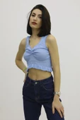 Bel Lastikli Triko Bluz Mavi - P-019708 thumbnail 2
