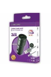 Concord C-772 Araç Çakmak Şarj Seti Type-C 2xusb thumbnail 2