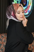 Abstrakt Desen Pembe Soft Pamuk Eşarp thumbnail 4