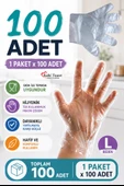 Şeffaf Eldiven 100 Adet Hışır Poşet Eldiven Kullan At Tek Kullanımlık Eldiven thumbnail 1