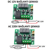 Yate10 W1209 12V 10A Hassas Termostat thumbnail 3
