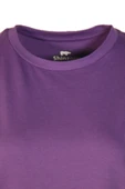 Kadın Bisiklet Yaka Basic Mor T-Shirt thumbnail 2