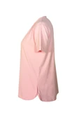Kadın V Yaka Basic Pembe T-Shirt thumbnail 2
