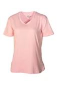 Kadın V Yaka Basic Pembe T-Shirt thumbnail 1