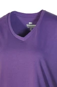 Kadın V Yaka Basic Mor T-Shirt thumbnail 4
