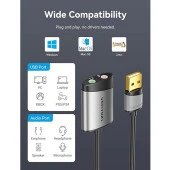 Vention 2.1 USB Ses Kartı Siyah thumbnail 2