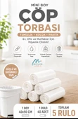 Çöp Torbası Mini Boy 40'lı X 5 Rulo Beyaz Çöp Poşeti thumbnail 1