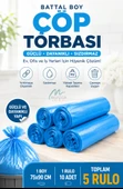 Çöp Torbası Battal Boy 10'lu X 5 Rulo Mavi Çöp Poşeti thumbnail 1