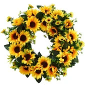 Nettenevime Yapay Çiçek Kapı Süsü Ay Çiçeği Sunflower Yılbaşı Kapı Çelengi thumbnail 1