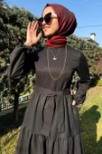 Siyah Gabardin Elbise thumbnail 3