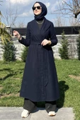 Selin Lacivert Kaşe Kaban thumbnail 5