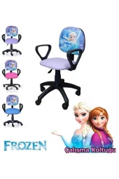 Karlar Ülkesi Frozen Ofis Çalışma Faliyet Koltuğu Çocuk Odası Ders Sandalyesi Yükseklik Ayarlı Döner thumbnail 2