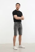 Erkek Likralı Bağcıklı Jean Şort thumbnail 2
