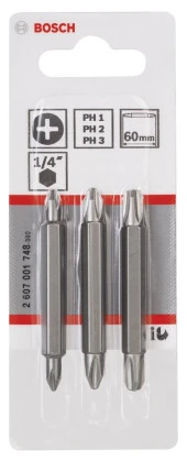 Bosch - Çift Taraflı Vidalama ucu PH1/2/3*60 mm 3'lü thumbnail 2