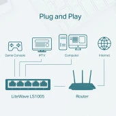 TP-LINK 5port LS1005 10/100 Yönetilemez Switch Masaüstü thumbnail 4