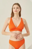 Turuncu Reps Üçgen Tek Üst Bikini thumbnail 1