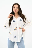 Kadın Nakış İşlemeli Oversize Gömlek 1735-24 thumbnail 2