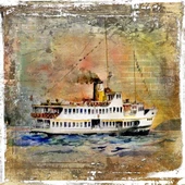 İstanbul Vapuru Kanvas Tablo thumbnail 1