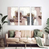 Pink Üçlü Set Yağlı Boya Dokulu Tablo thumbnail 2