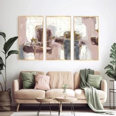 Pink Üçlü Set Yağlı Boya Dokulu Tablo thumbnail 1