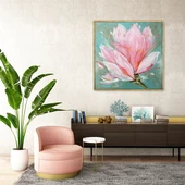 Pink Flower - Yağlı Boya Dokulu Tablo thumbnail 1