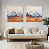 Abstract Mountains İkili Set 3D Yoğun Yağlı Boya Tablo thumbnail 1