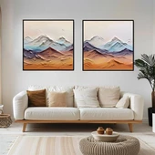 Abstract Mountains İkili Set 3D Yoğun Yağlı Boya Tablo thumbnail 1