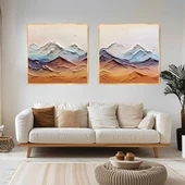 Abstract Mountains İkili Set 3D Yoğun Yağlı Boya Tablo thumbnail 1