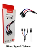 Torima 3A 3in1(Micro-Type-C-Iphone) Hızlı Şarj-Data Kablosu-U35 thumbnail 5