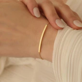 925 Ayar Gümüş İnce Bar Bileklik - 3mm thumbnail 5