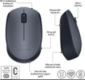 Logitech M170 Kablosuz Mouse Siyah USB 12 Ay Pil Ömrü thumbnail 2