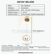 TT Aydınlatma TT317-SR  Stilla Modeli Sarı Kaplama Led Avize thumbnail 4