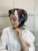 Quare Desenli Rayon Eşarp 01072  VİZON thumbnail 2