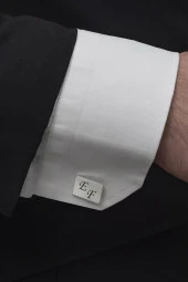 Dikdörtgen Harf İsimli Gümüş Kol Düğmesi thumbnail 1