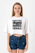 The Psycho Bunch Beyaz Kadın Crop Tshirt thumbnail 1