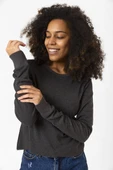 Dark Mono Füme Ekstra Uzunkol Sweatshirt thumbnail 5