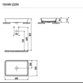 CREAVİT Loop 40x60 cm Tezgah Üstü Çanak Lavabo LP060 thumbnail 2