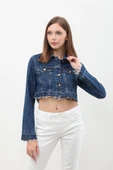 Kadın Püsküllü Crop Jean Ceket thumbnail 3