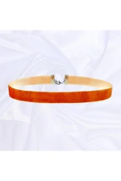 Turuncu Renk Kadın Kadife Choker thumbnail 2